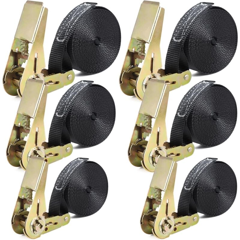 foto del prodotto lablanc set di cinghie a cricchetto, 6 pezzi 2m 4m 5m, larghezza cinghia 25 mm, carico fino a 1000 kg, cinghia a cricchetto con cricchetto per il