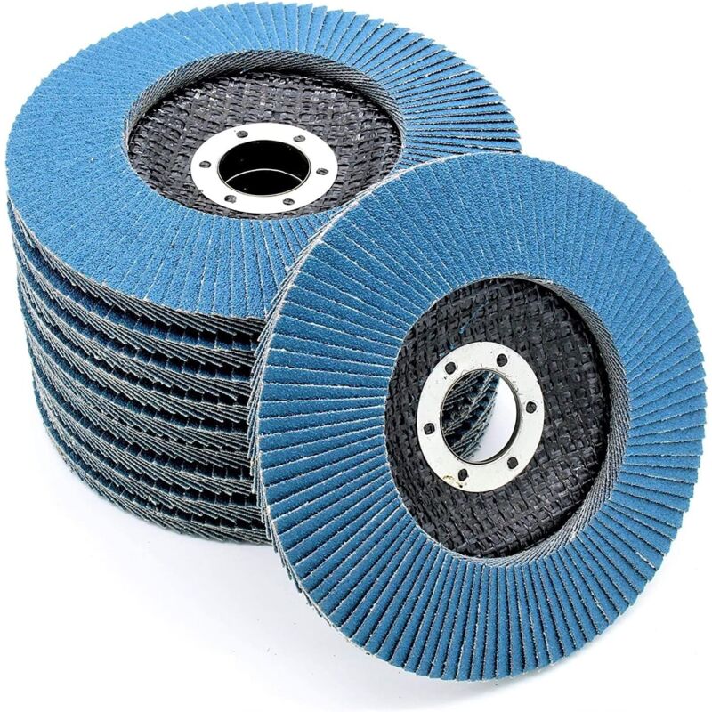 foto del prodotto lablanc set di dischi lamellari blu 10 pezzi 125 mm, grana 60, per acciaio inossidabile dischi lamellari di alta qualit per una levigatura
