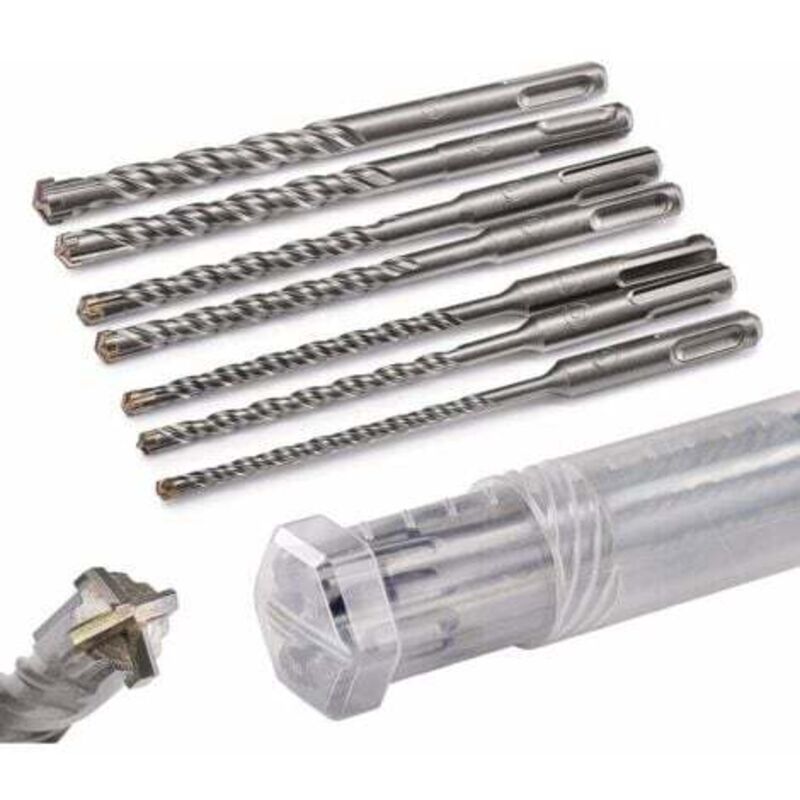 foto del prodotto lablanc set di punte per martello perforatore per cemento con 4 taglienti nelle misure 5, 6, 6, 8, 8, 10, 12 x 160 confezionato in una pratica