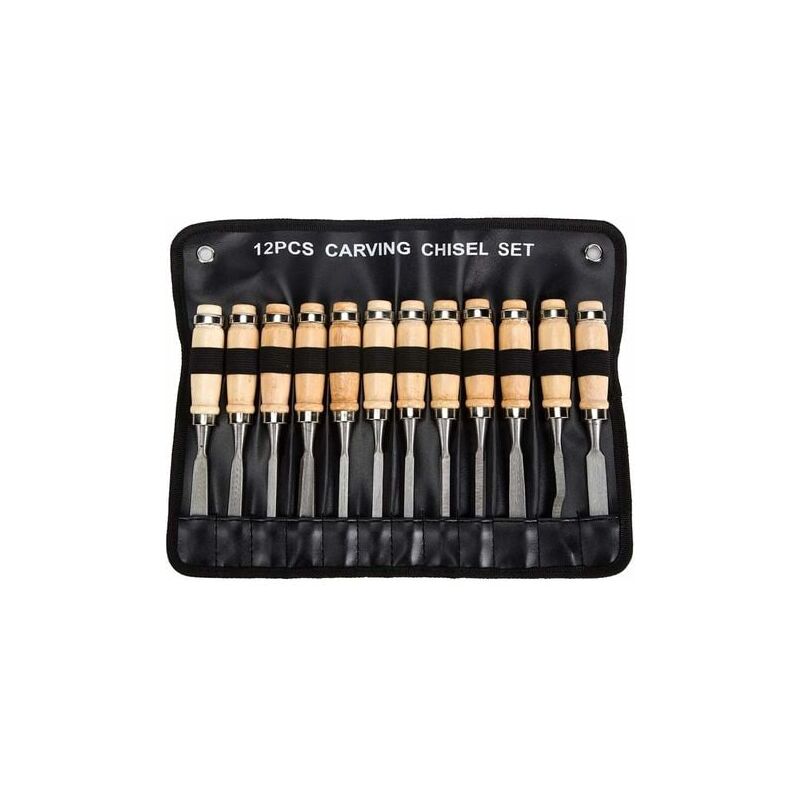 foto del prodotto lablanc set di scalpelli per legno professionali set di 12 utensili affilati per la lavorazione del legno con custodia per il trasporto, kit ideale