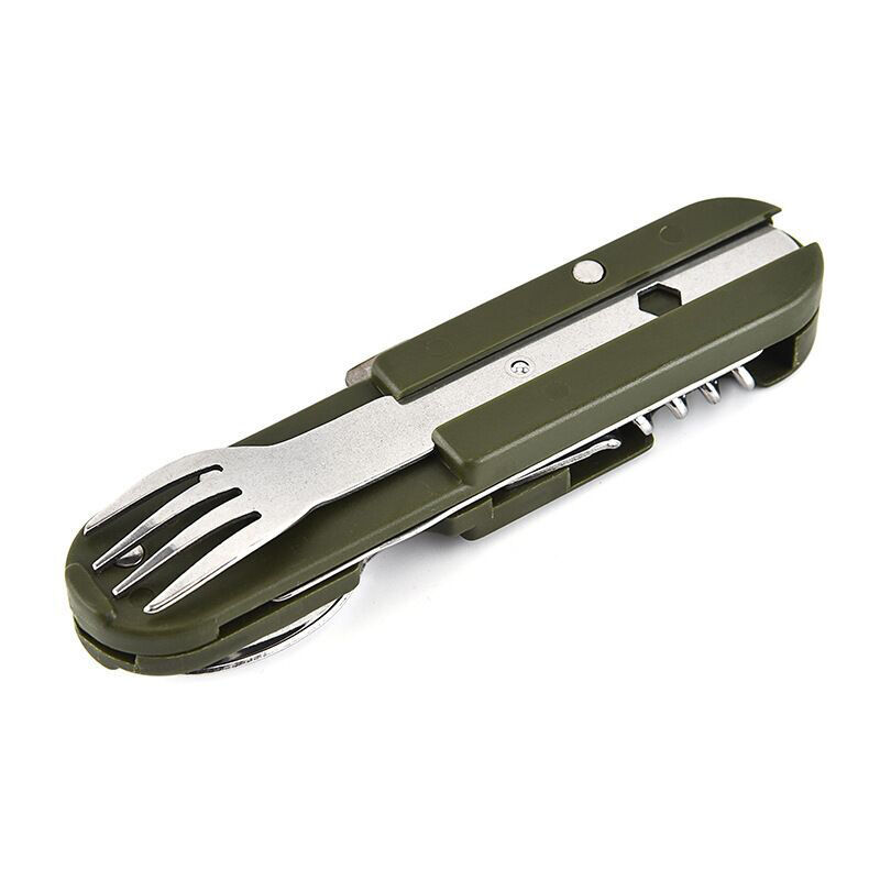 foto del prodotto lablanc set di stoviglie pieghevoli 5 in 1 in acciaio inox, utensili da campeggio all aperto, posate multifunzione, per picnic e avventure