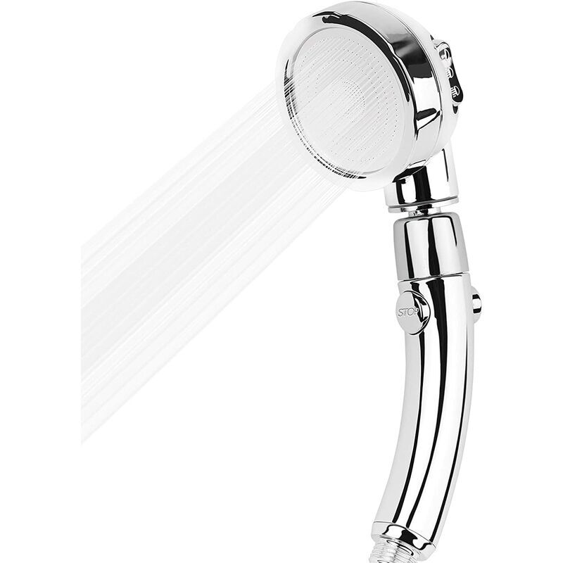 foto del prodotto lablanc soffione doccia con pulsante on off, 3 modalit di getto, rotazione a 360 , risparmio idrico potenziato, cromato