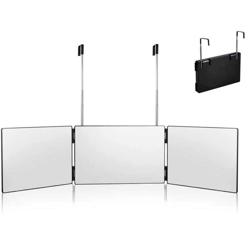foto del prodotto lablanc specchio da parrucchiere 360 , specchio da barbiere a 3 lati, specchio portatile da appendere e altezza regolabile, specchio da trucco