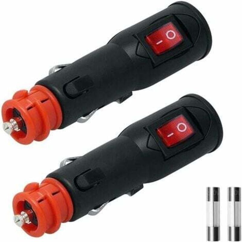 foto del prodotto lablanc spina accendisigari, presa accendisigari universale maschio da 12 v, con interruttore e fusibile per presa din hella da 12 mm presa da 20