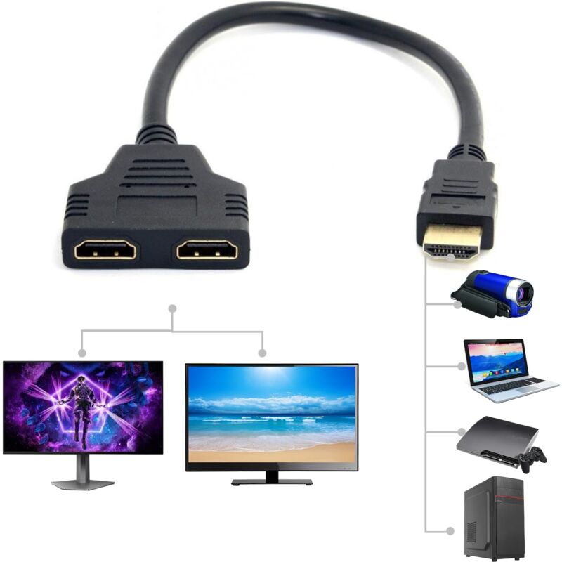 foto del prodotto lablanc splitter hdmi, splitter hdmi 1 in 2 out, doppio hdmi, adattatore hdmi per estendere 2 monitor, splitter per cavo hdmi per hdtv, led,