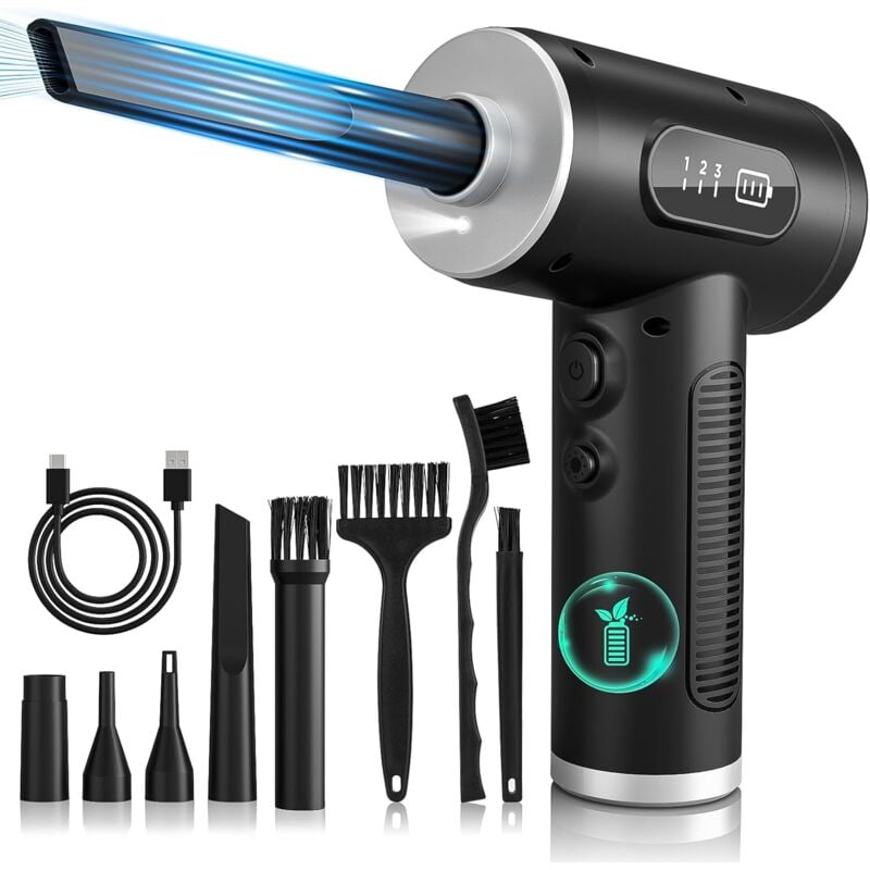 foto del prodotto lablanc spolverino ad aria compressa per pc, spolverino elettrico ricaricabile, spolverino ad aria senza fili riutilizzabile con luce led,