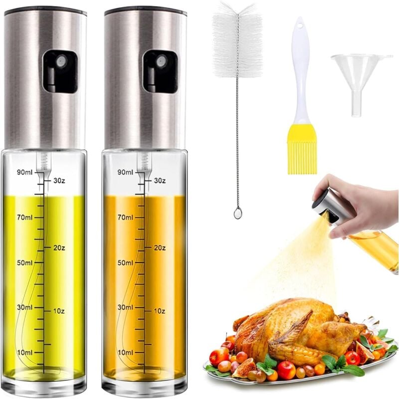 foto del prodotto lablanc spray per olio rinforzato 2 pezzi, spray per olio da cucina da 100 ml, spruzzatore per olio per insalata, barbecue, cucina, con 1 pennello,