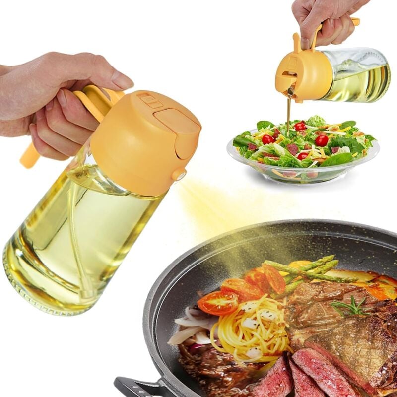 foto del prodotto lablanc spruzzatore e dosatore per olio 2 in 1 da 470 ml, per cucina, friggitrice ad aria, insalata, barbecue giallo 