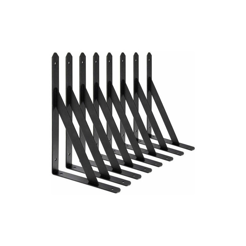 foto del prodotto lablanc staffe per mensole a muro, 8 staffe triangolari in acciaio a 90 gradi, staffe per mensole da 200 mm x 120 mm, supporto angolare nero 
