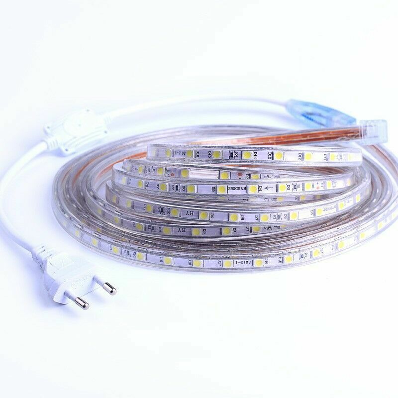 foto del prodotto lablanc striscia led da 1 m bianco caldo, striscia 5050 smd 60 led m, retroilluminazione brillante, striscia 220 v 230 v, impermeabile ip65,