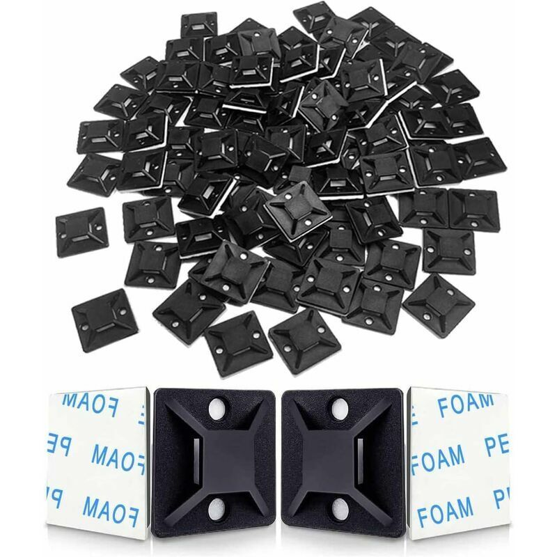 foto del prodotto lablanc supporti per fascette adesive, fascette autoadesive, supporto per fascette in plastica, supporto per fascette 120 pezzi, 2828 mm, nero ,