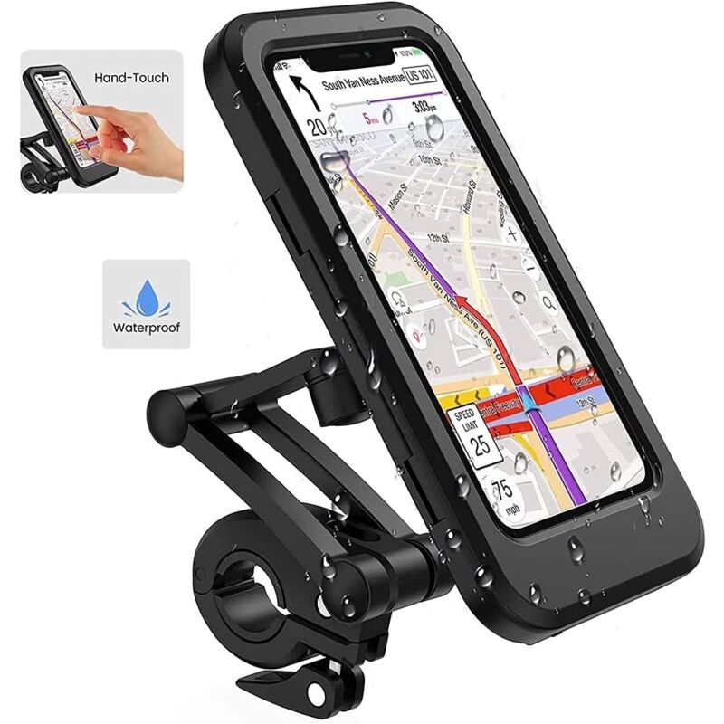 foto del prodotto lablanc supporto per telefono da bicicletta impermeabile, supporto per smartphone da scooter a 360 con copertura antipioggia, supporto per
