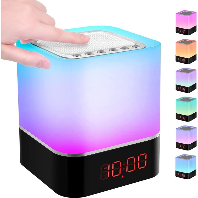 foto del prodotto lablanc sveglia 5 in 1 con altoparlante bluetooth, lampada da comodino con rumore bianco per bambini, luce notturna multicolore, controllo touch,