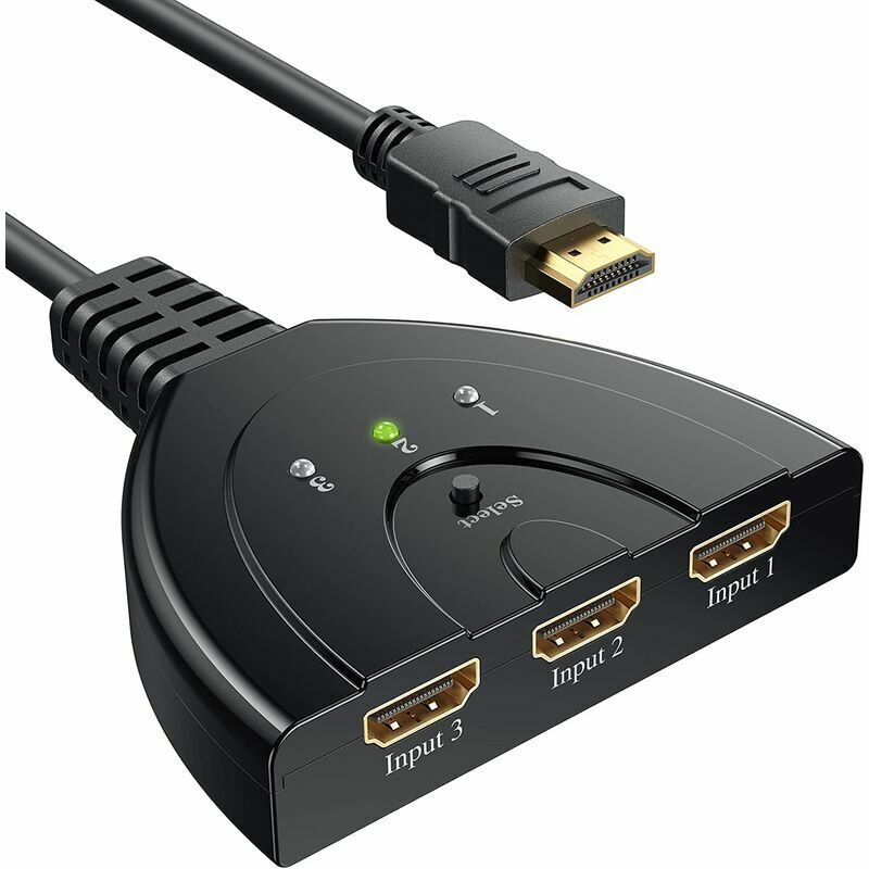 foto del prodotto lablanc switch 1080p, switch hdmi a 3 porte, selettore switch hdmi, splitter manuale, 3 ingressi a 1 uscita, switch hdmi full hd1080p 3d