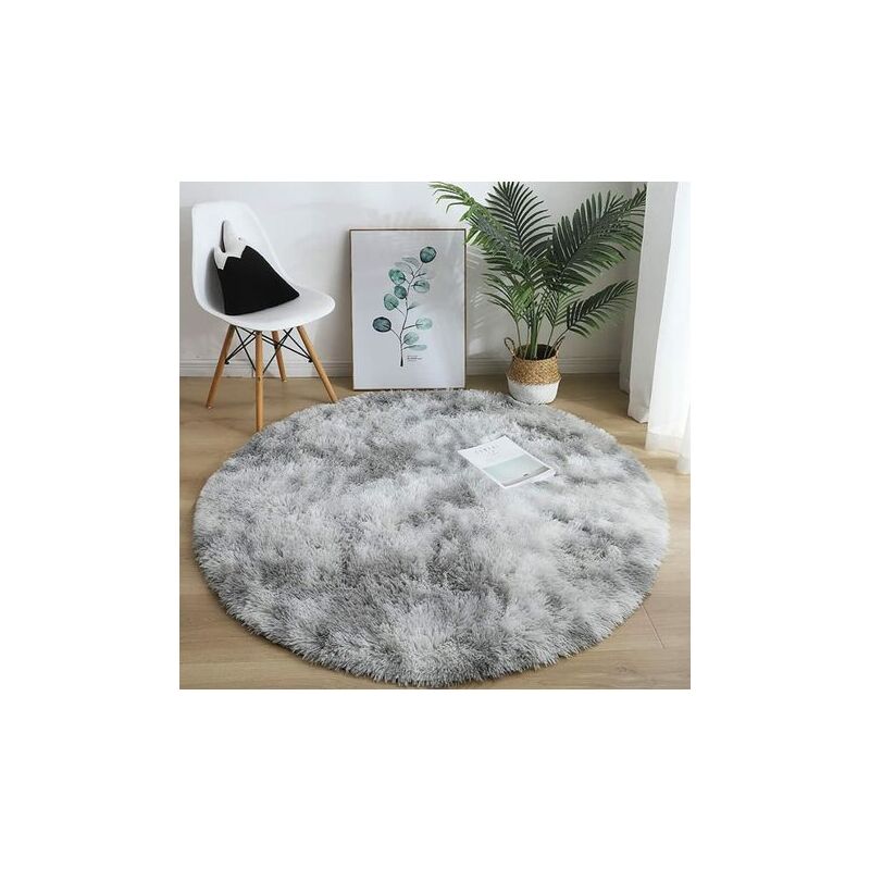 foto del prodotto lablanc tappeto rotondo grigio, soffice e soffice, per soggiorno, arredo per interni 160 x 160 cm 