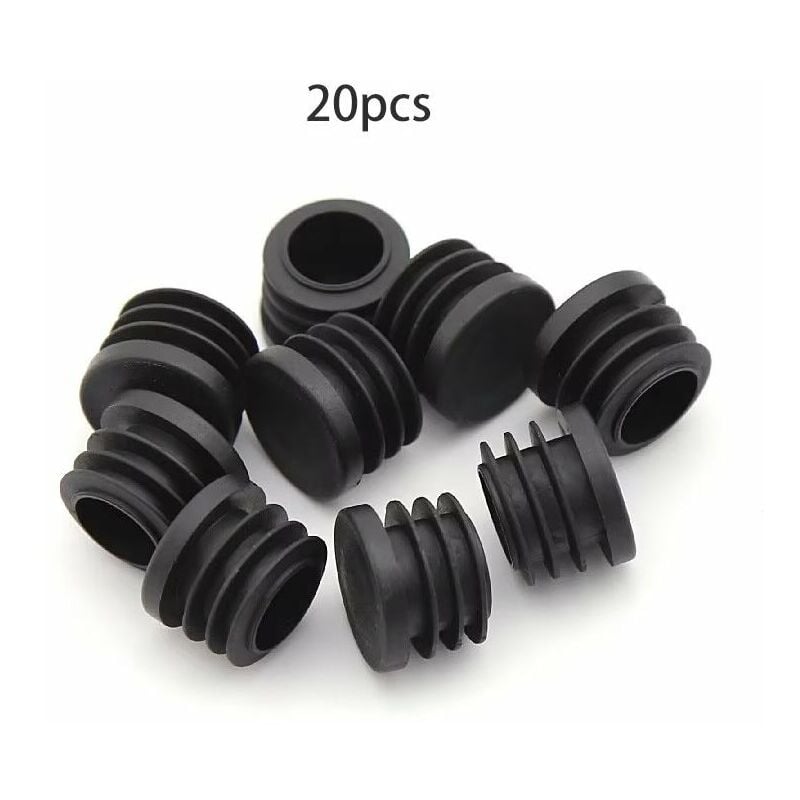 foto del prodotto lablanc tappi tondi in plastica, 20 pezzi, tappi terminali per tubi neri, tappi rotondi per sedie, tappi terminali per mobili, inserti per tubi per