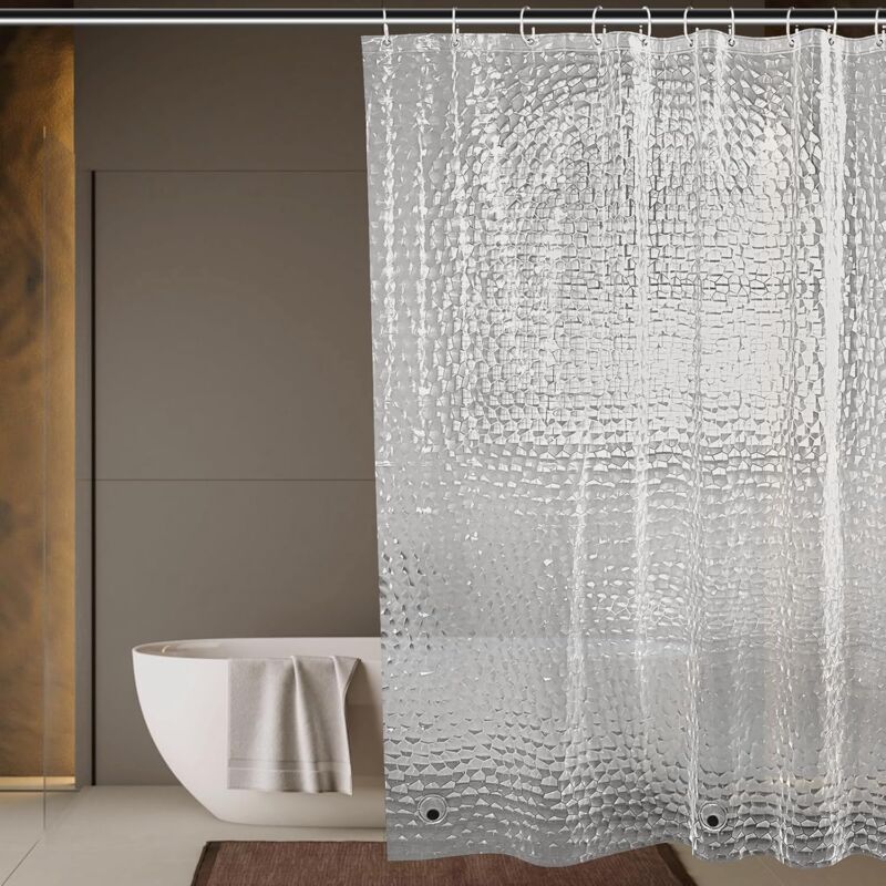foto del prodotto lablanc tenda da doccia 180x180 cm, tende da doccia semitrasparenti, tenda da bagno 3d lavabile impermeabile in eva con 12 anelli.