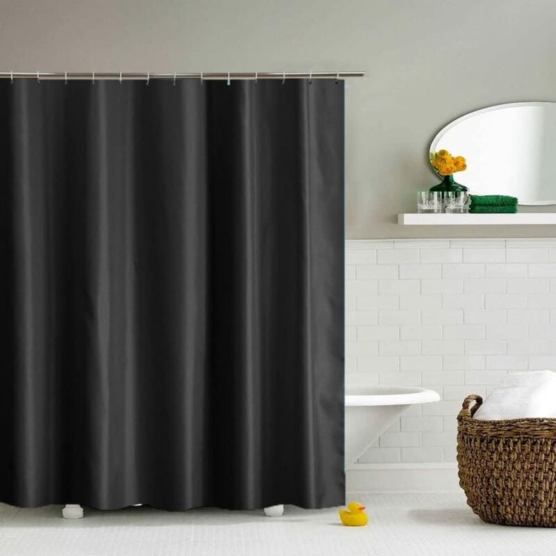 foto del prodotto lablanc tenda da doccia in tessuto nero 200 x 220, in poliestere con orlo idrorepellente, lavabile, larghezza 200 x altezza 220 cm
