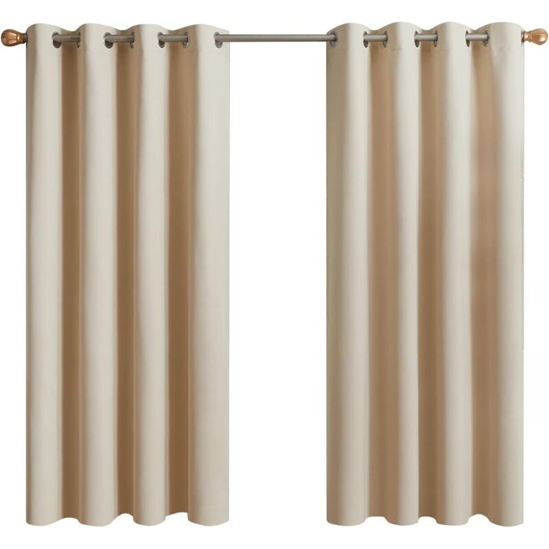 foto del prodotto lablanc tenda termica oscurante, 2 pannelli corti isolanti anti freddo e anti rumore con occhielli per soggiorno, camera da letto per bambini o