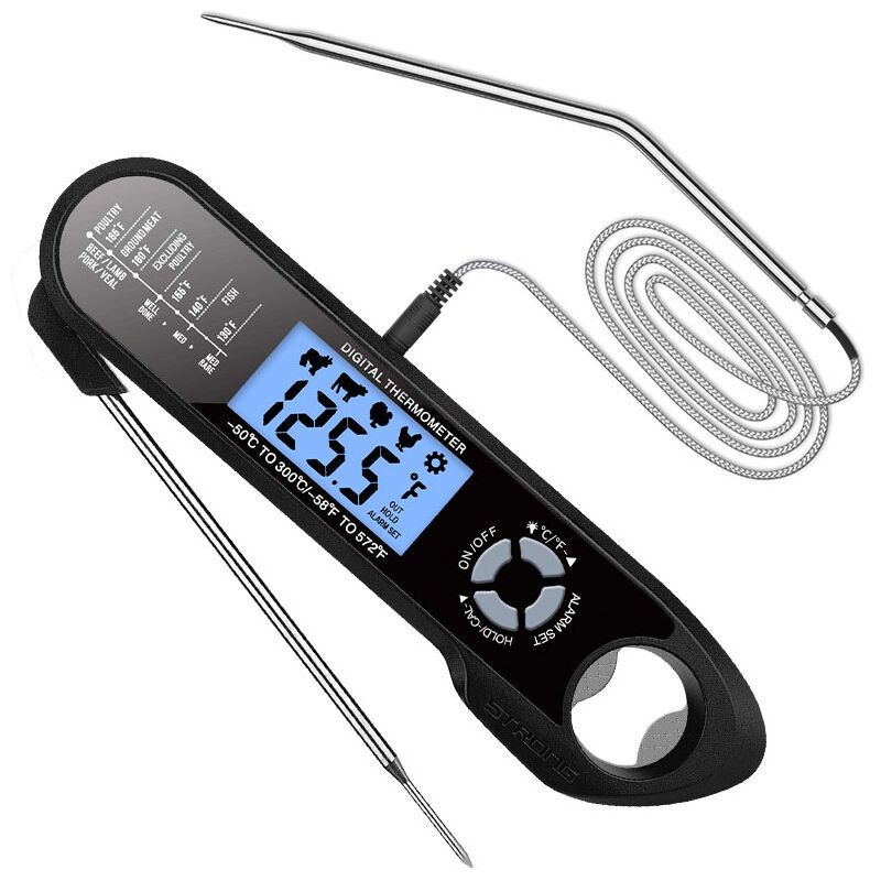 foto del prodotto lablanc termometri da cucina digitali 2 in 1, termometro da cucina istantaneo con 2 sonde, allarme temperatura, schermo lcd retroilluminato,