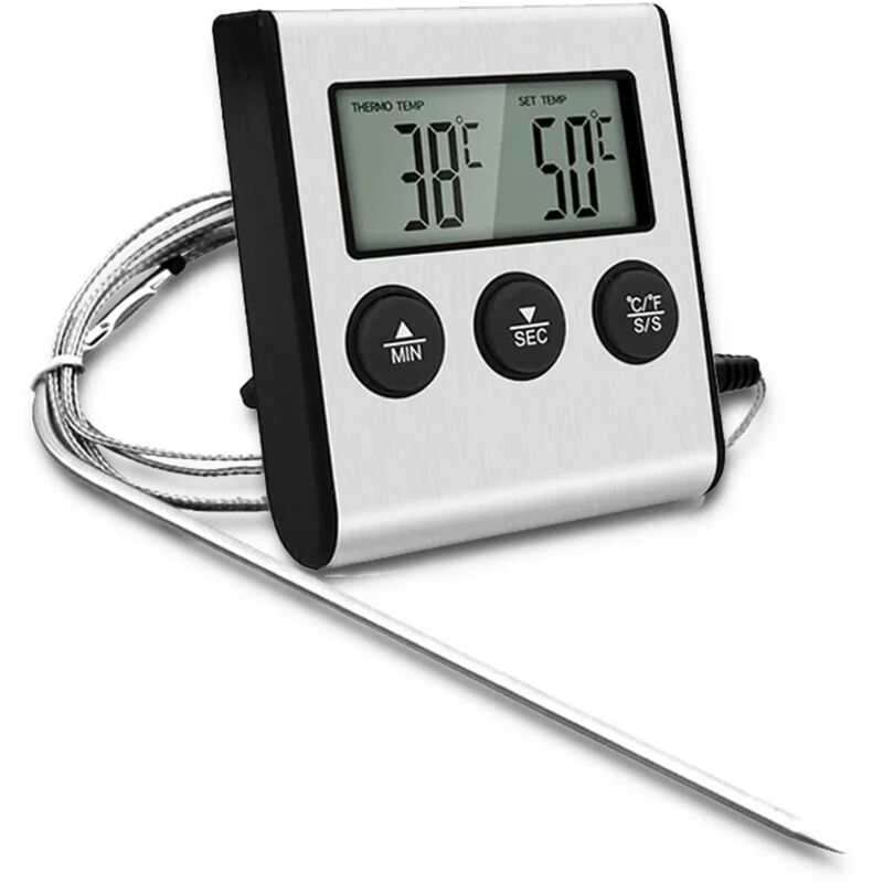 foto del prodotto lablanc termometro digitale a led con sonda, termometro per alimenti con funzione timer, termometro per cottura e grigliatura per barbecue, forno,