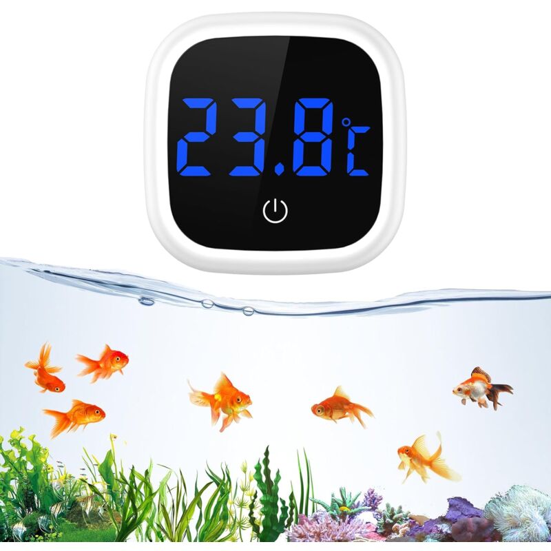 foto del prodotto lablanc termometro per acquario termometro digitale lcd per acquario con touch screen a led, sensore di temperatura preciso, mini termometro marino