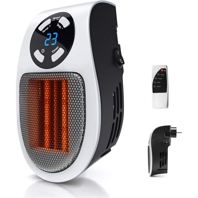 foto del prodotto lablanc termoventilatore portatile in ceramica, termoventilatore con spina, telecomando e termostato, max. 500 w, per stanze fino a 13 m , bianco