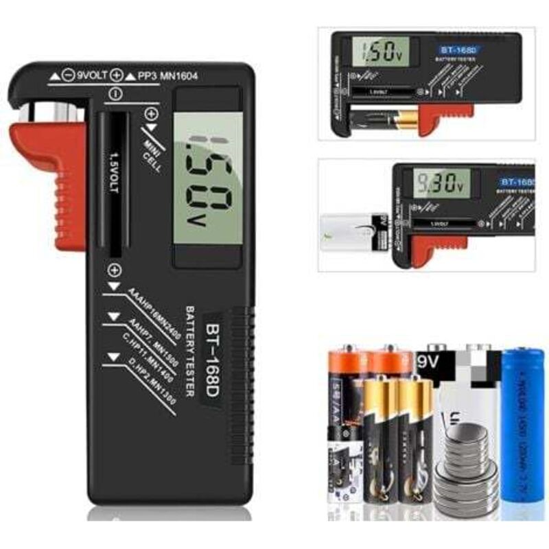 foto del prodotto lablanc tester digitale per batterie, tester universale per batterie, tester per batterie, per batterie aa, aaa, c, d, pp3, 9 v, 1,5 v, a bottone