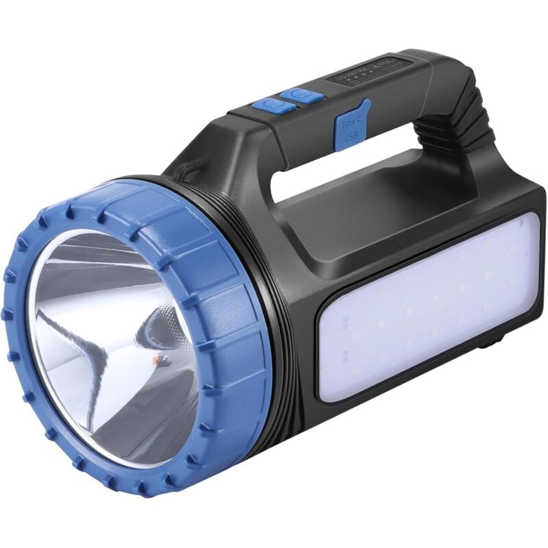 foto del prodotto lablanc torcia da campeggio a led ricaricabile con usb e ricarica solare, torcia ad alta potenza da 8000 lm, luce di ricerca per esterni