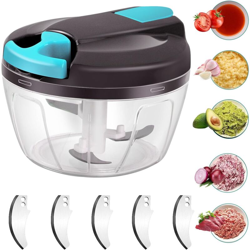 foto del prodotto lablanc tritatutto manuale da 520 ml, tritatutto per cipolle con 3 lame in acciaio inox, tagliacipolle manuale con 3 lame in acciaio inox,