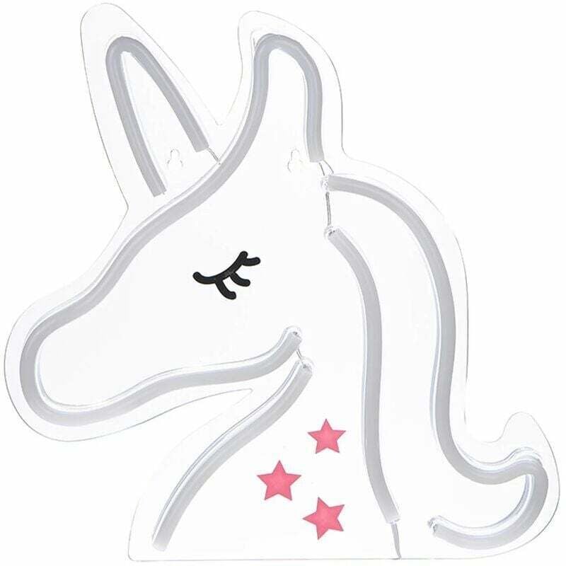 foto del prodotto lablanc unicorno neon da 32 cm spina e interruttore on off, incluso led neon per la decorazione della cameretta dei bambini lampada a led neon