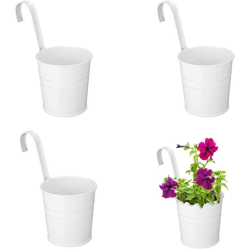 foto del prodotto lablanc vasi da fiori in metallo, 4 pezzi, vasi sospesi, vasi da fiori in metallo sospesi, con gancio, per appendere vasi da esterno, balcone,