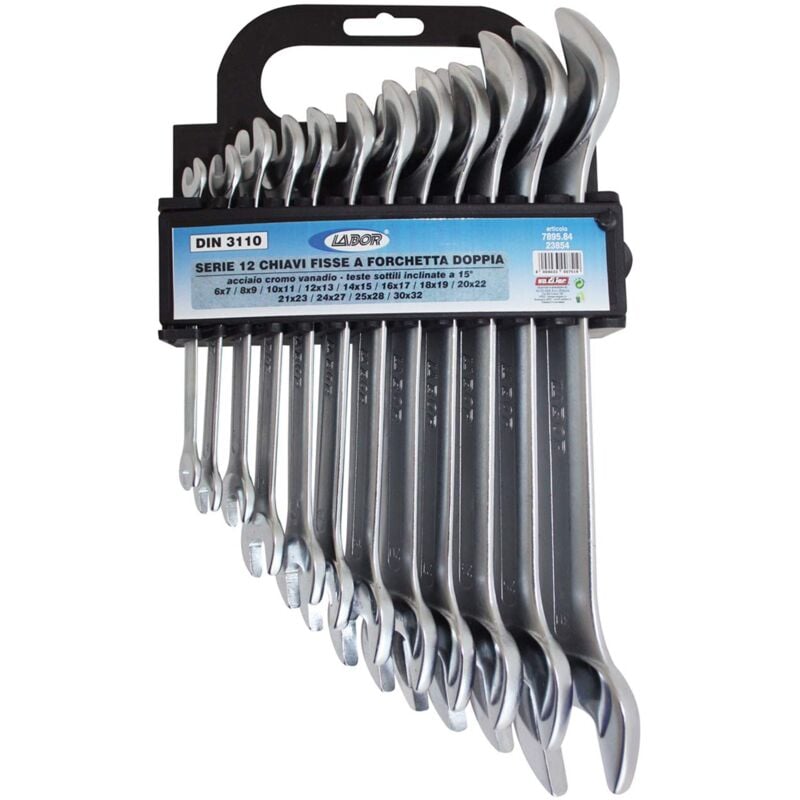 foto del prodotto labor 23854 chiave fissa, 12 pezzi da 06 a 32 mm, cromo vanadio