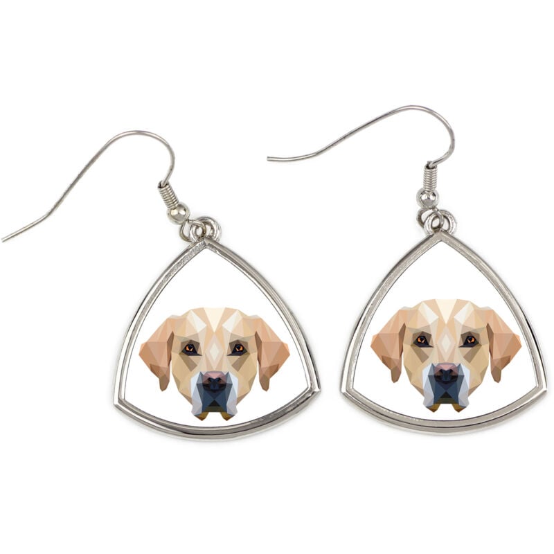 foto del prodotto labrador retriever - orecchini con foto e scritta geometrica cane art-dog