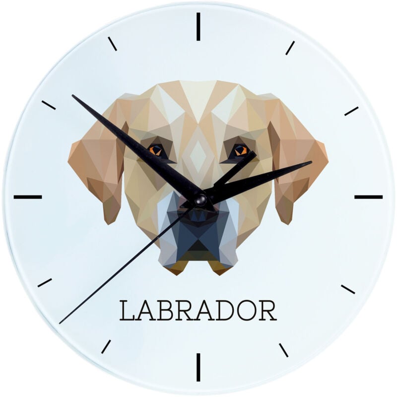 foto del prodotto labrador retriever orologio da parete geometrico con foto e scritta di art dog