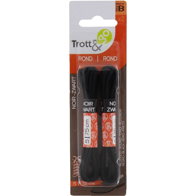 foto del prodotto lacci p scarpe tondi 75 cm 2 paia nero 3 pz