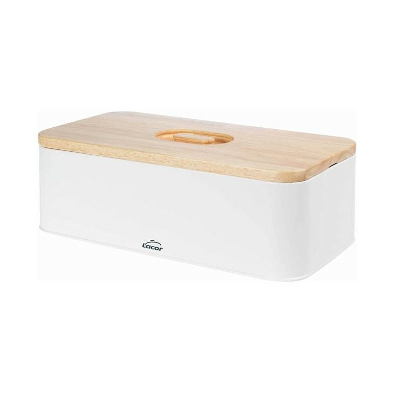 foto del prodotto lacor portapane in stile nordico con tagliere sul coperchio 42 x 22,5 x 12,5 cm bianco opaco
