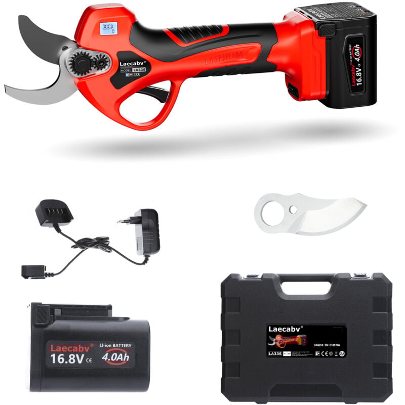 foto del prodotto laecabv forbici da potatura elettriche 33mm professionali forbice elettrica potatura con 2 4ah batteria per giardinaggio olivo vigneto
