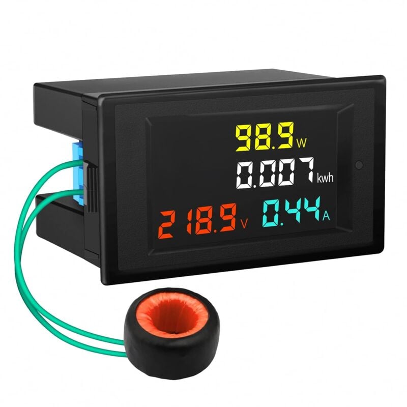 foto del prodotto lafomukea voltmetro digitale multifunzione amperometro ac 80 300v display lcd a colori con trasformatore di corrente 100a d69 2049 voltmetro