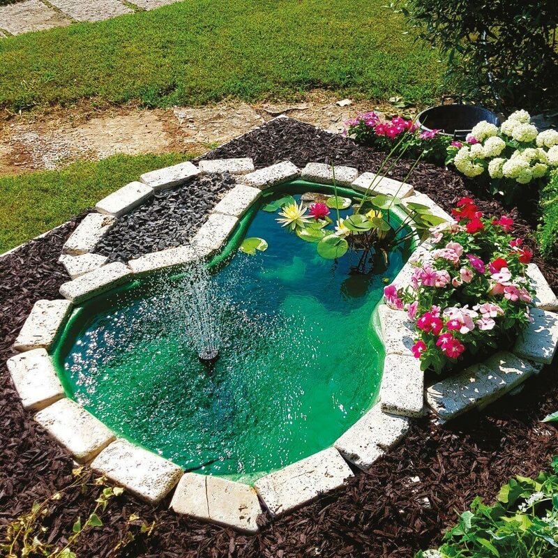foto del prodotto laghetto artificiale da giardino 136x100x34 cm in polietilene 220 litri verde
