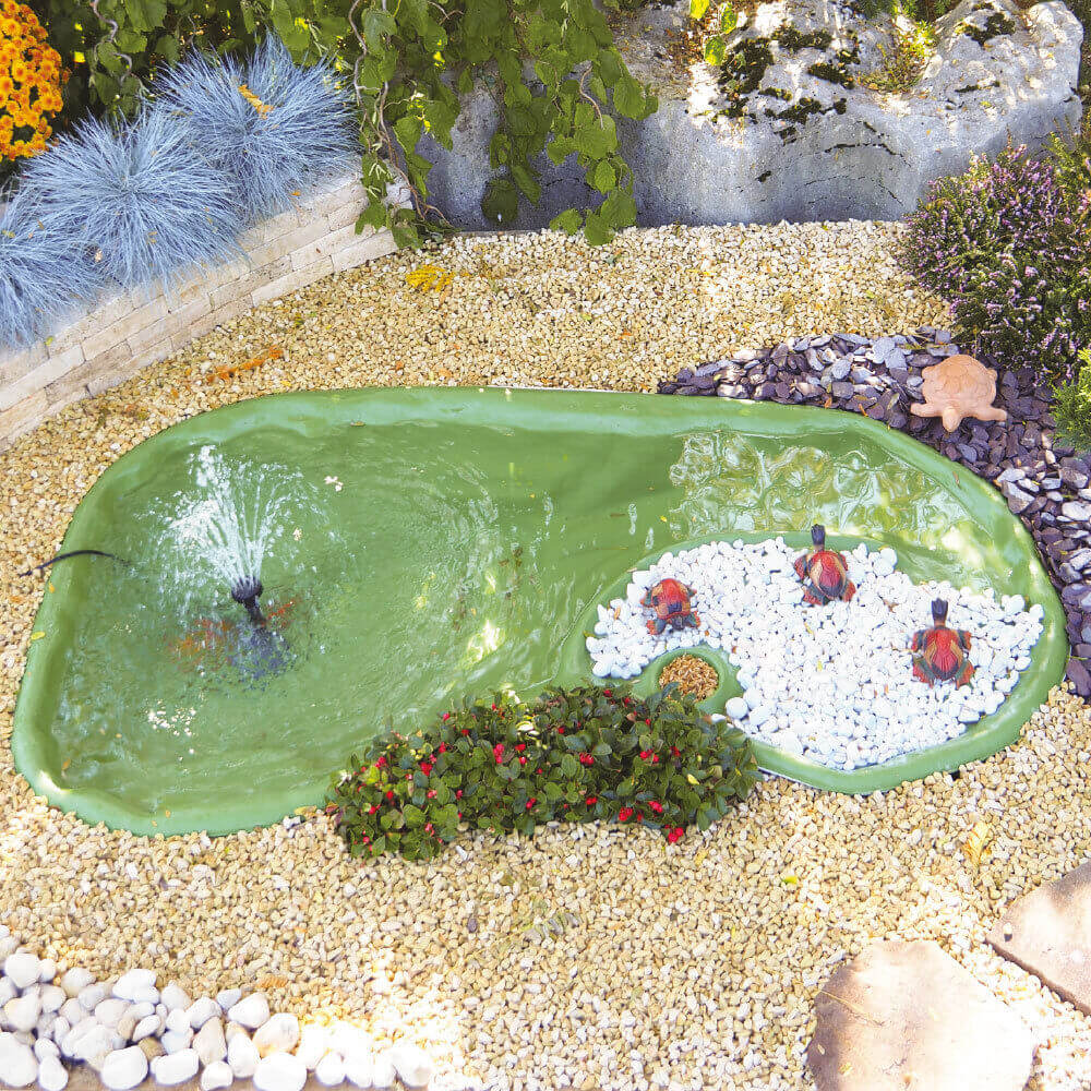 foto del prodotto laghetto artificiale verde da giardino per tartarughe 185x105x32 cm 210 litri