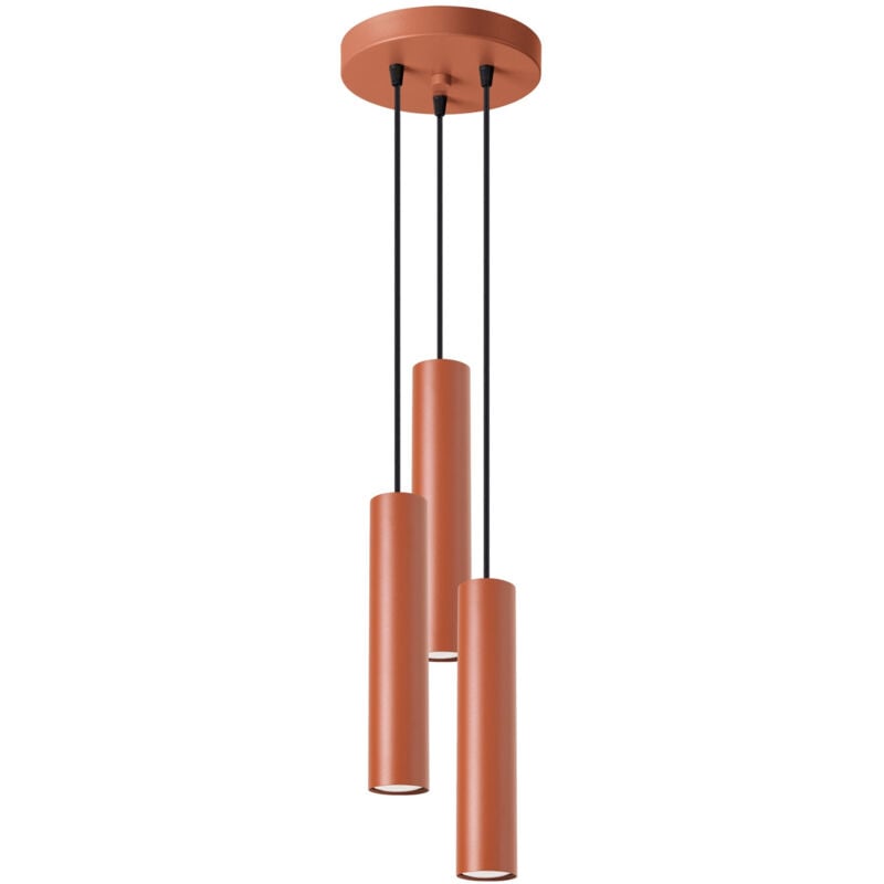 foto del prodotto lagos loft cluster drop lampada a sospensione 3 luci rosso ocra - sollux