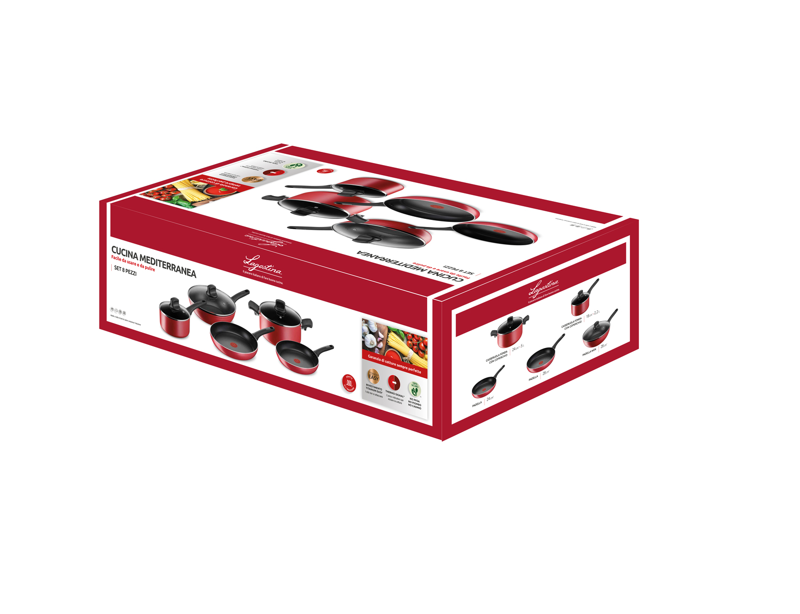 foto del prodotto lagostina batteria 8pz cucina mediterranea