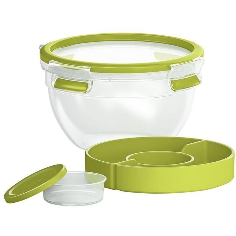 foto del prodotto lagostina emsa clip and go contenitore per insalata rotondo trasparente-verde chiaro 16,7x16,7x9,5cm