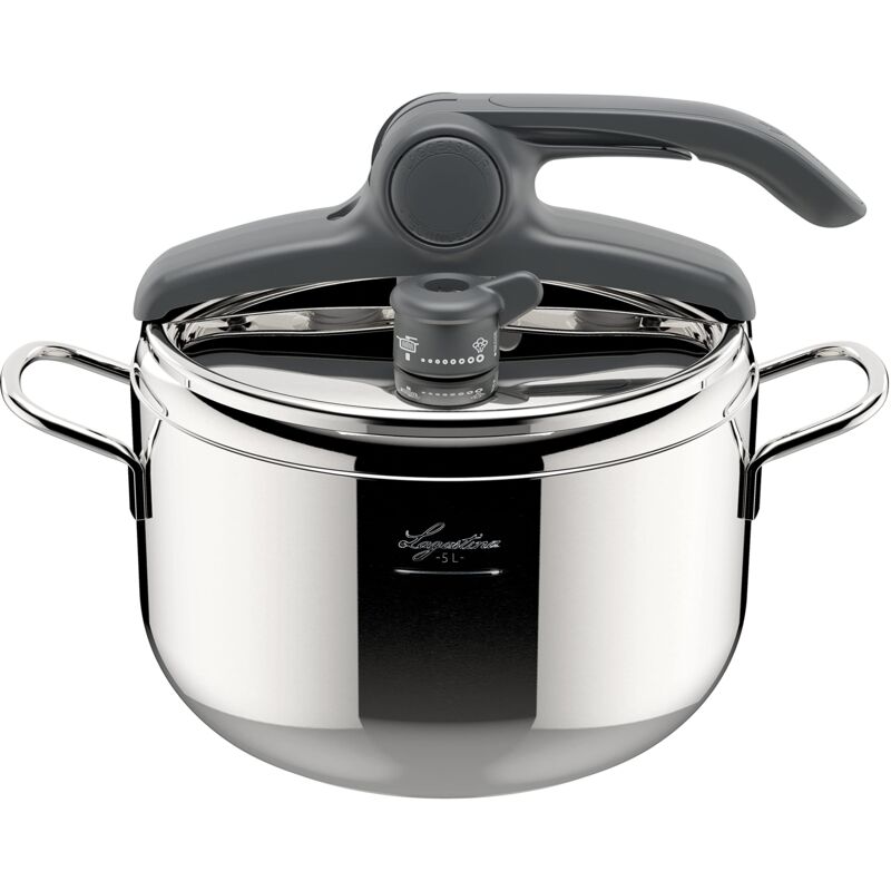 foto del prodotto lagostina irradial control pentola a pressione 5 l in acciaio inox 18 10 22 cm, pentola induzione e gas, coperchio con apertura facilitata, fondo