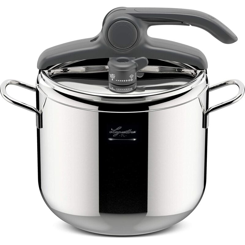 foto del prodotto lagostina irradial control pentola a pressione 7 l in acciaio inox 18 10 22 cm, pentola induzione e gas, coperchio con apertura facilitata, fondo