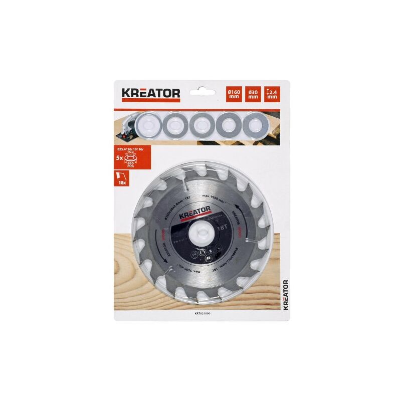 foto del prodotto lama a disco per legno 160mm 18 denti kreator