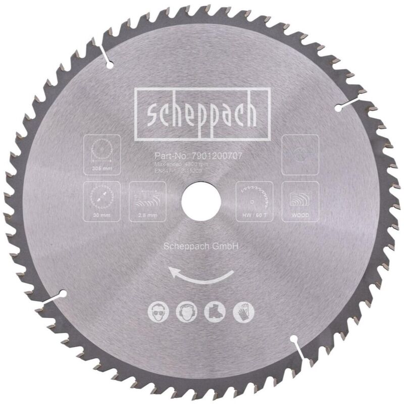 foto del prodotto lama circolare 305 mm 60t per legno per troncatrice scheppach hm305sl