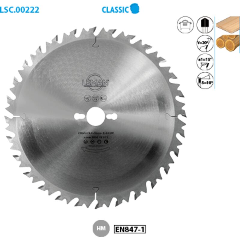 foto del prodotto lama circolare classic 250 foro 30 spessore 3,2 2,2mm nbrnts 24