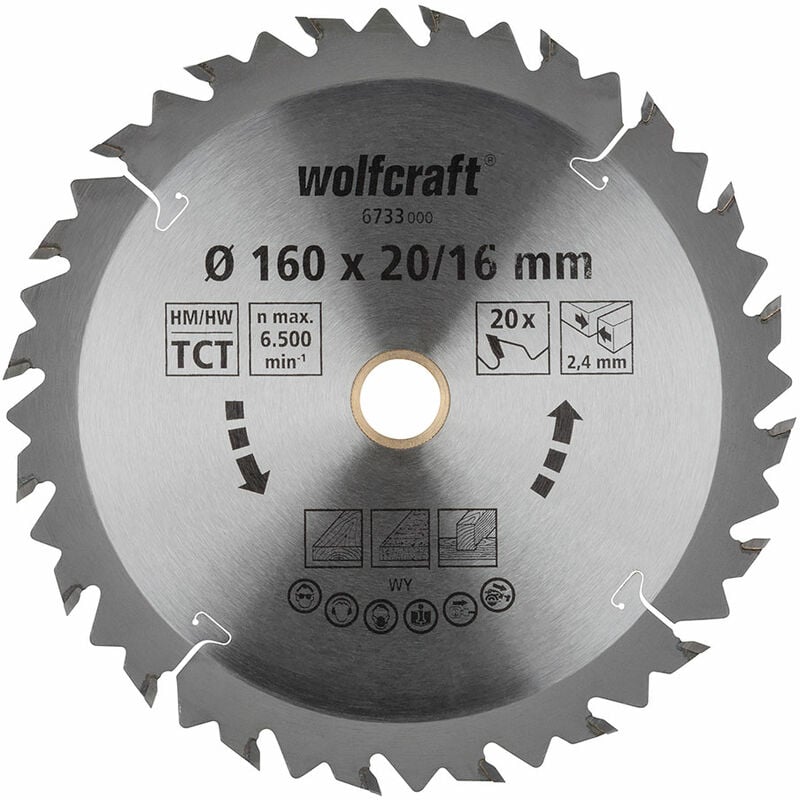 foto del prodotto lama circolare ct, 20 denti 160mm 6733000 wolfcraft